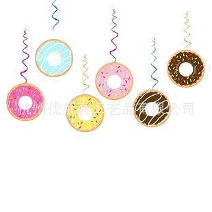 Amazon's Best-selling Spiral Pendant PVC Donut Cake Pendant Party foil Swirls Banner