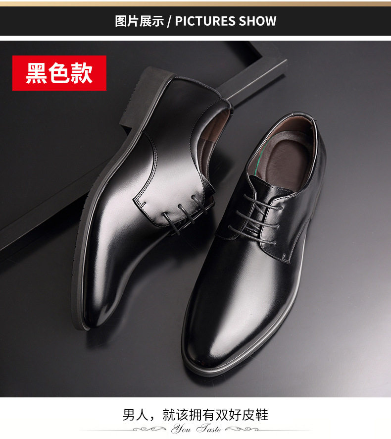 Giày da nam công sở cổ thấp da bò, đế cao su êm chân, size lớn — Màu đen chi tiết 14