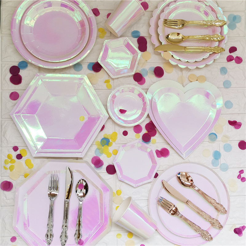 Pink party plate disposable birthday par...