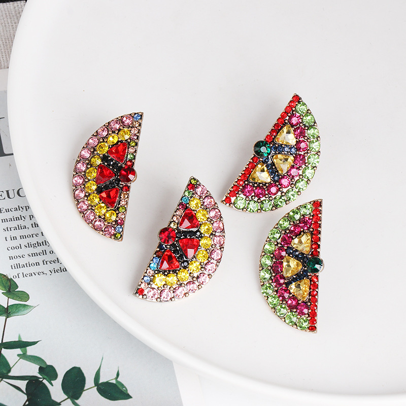 New Creative Jewelry Rhinestone Crystal Orange Stud Earrings Fruit Earrings display picture 3