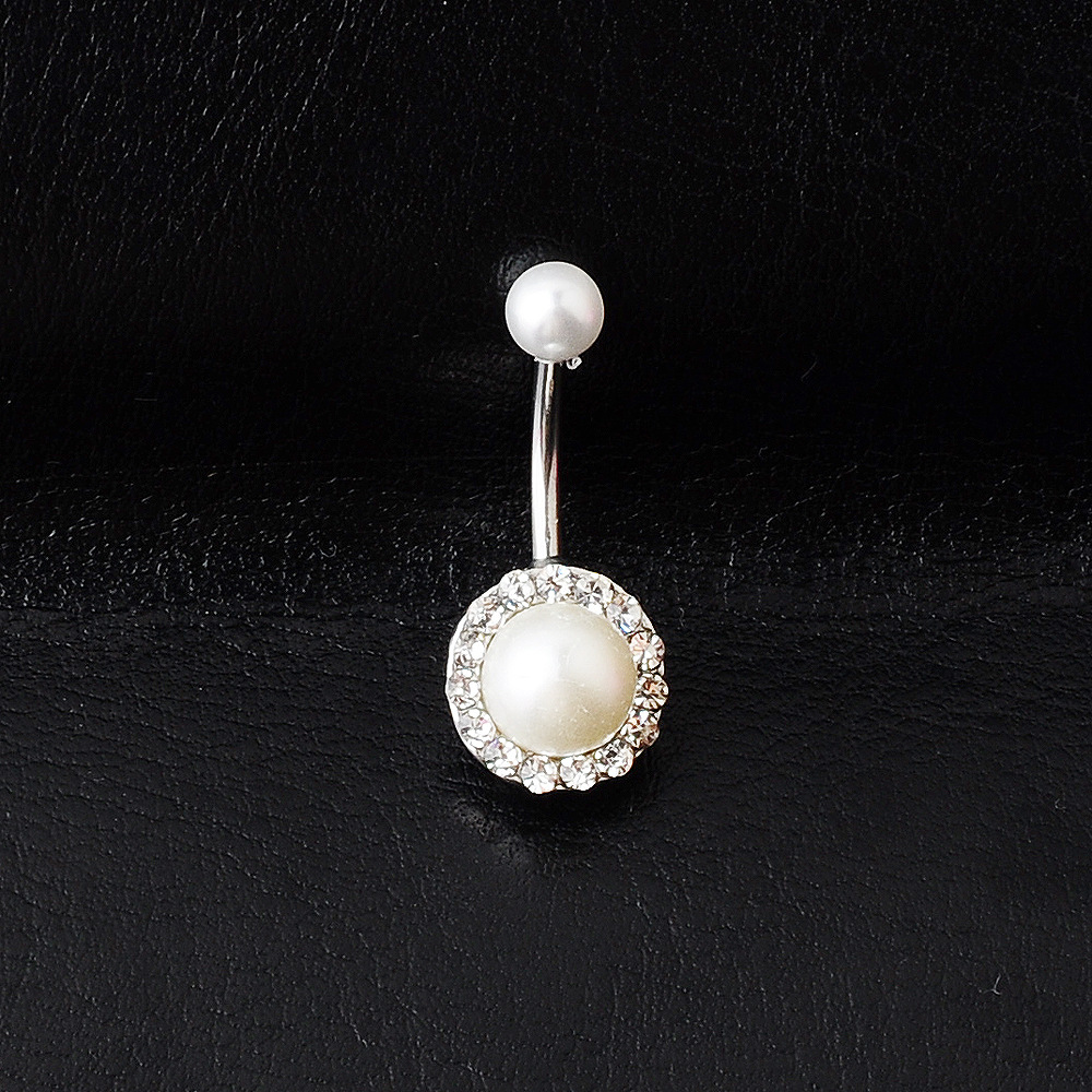 Human Body Piercing Belly Dance Jewelry Inlaid Pearl Round Drill Navel Nail display picture 2
