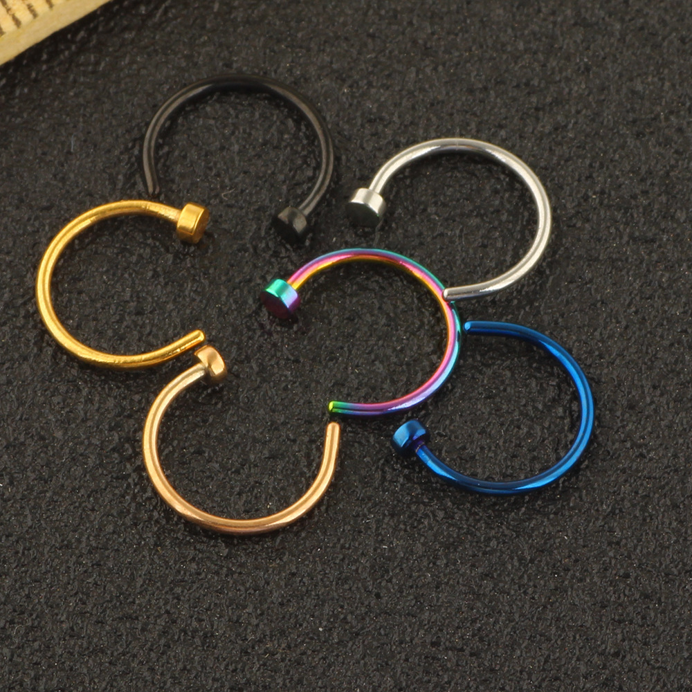 Stainless Steel C-Shape Nose Ring Nose Stud 6 Color Mixed Set - Popular Body Piercing Jewelry for Europe and US Amazon Supply detail image 8