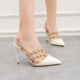 9268-25 Slender Riveted Women's Sandals, Slender heels, Empty Women's Shoes