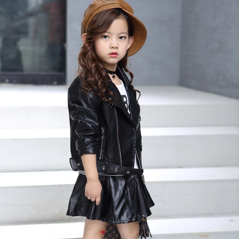 Fashion Solid Color Pu Girls Outerwear display picture 5