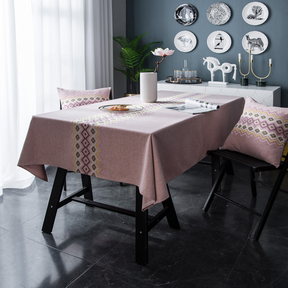 Cross-border Amazon ins home textile tablecloth solid color jacquard kitchen desktop tassel decoration party table cloth
