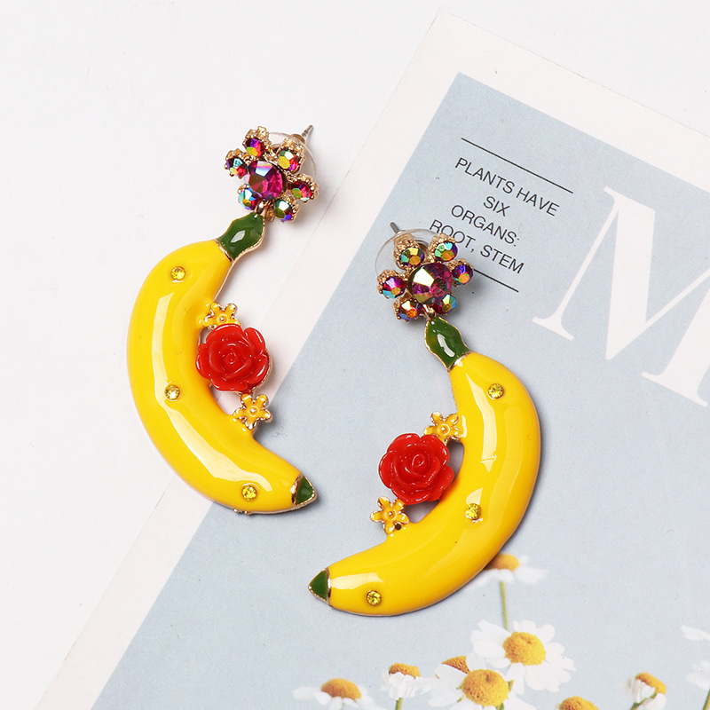 Banana Flower Earrings Diamond Stud Earrings Women's Earrings Wholesale display picture 4