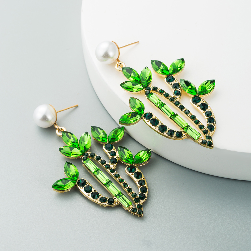 Mode Kaktus Einbrennlack Legierung Künstliche Edelsteine Ohrringe display picture 11