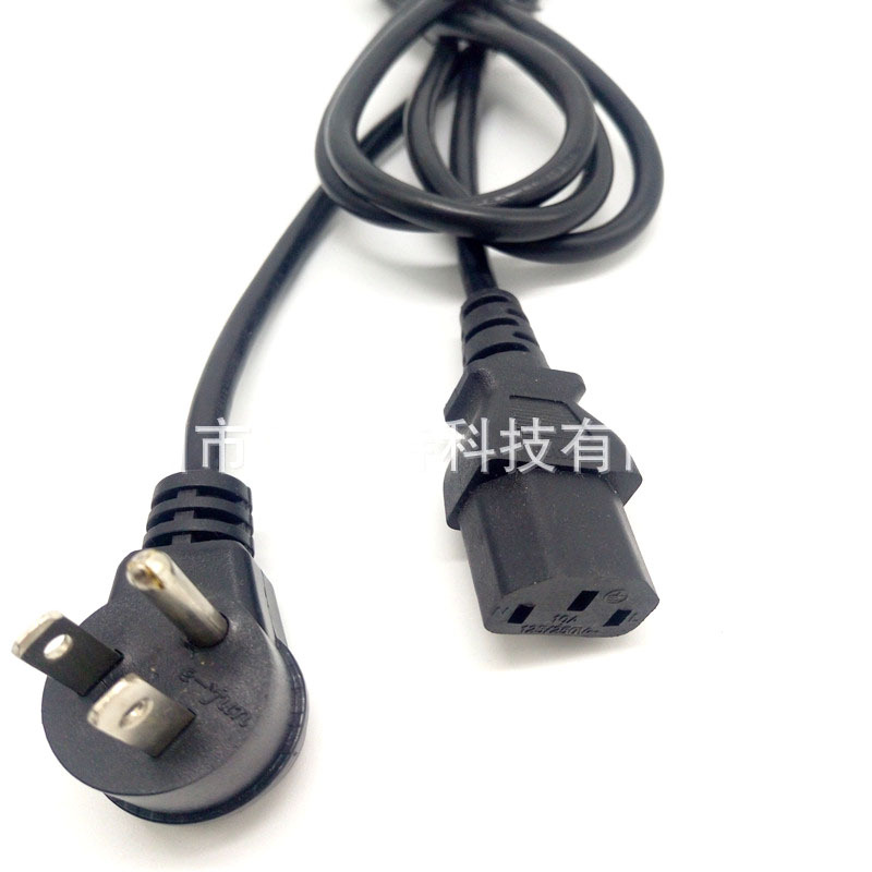 90度右拐美式电源线 美标圆头三插电源线 美式插头 美国弯头三插