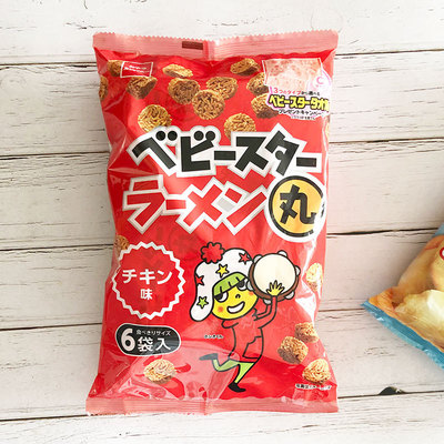 日本進口零食 童星點心面 圓形丸子幹脆面 雞肉味馬鈴薯味 6袋入