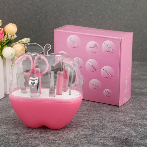 Apple Shape Manicure Clippers Set, Nail Scissors, 9-piece Manicure Set, Beauty Tools Wholesale