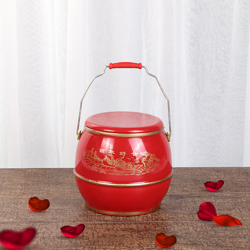 Red plastic wedding heirloom bucket, wedding supplies, bridal dowry, bathroom decoration, popular toilet.