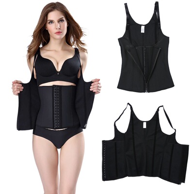 橡胶钢骨塑身上衣拉链带扣束身衣肩带塑身美体内衣塑腰带收腹带|ms