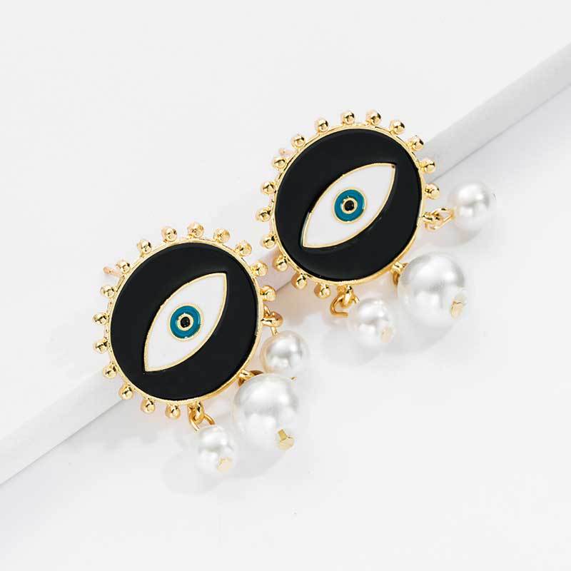 Earrings New Gold-plated Demon Eye Earrings Fashion Pearl Earrings For Women display picture 2
