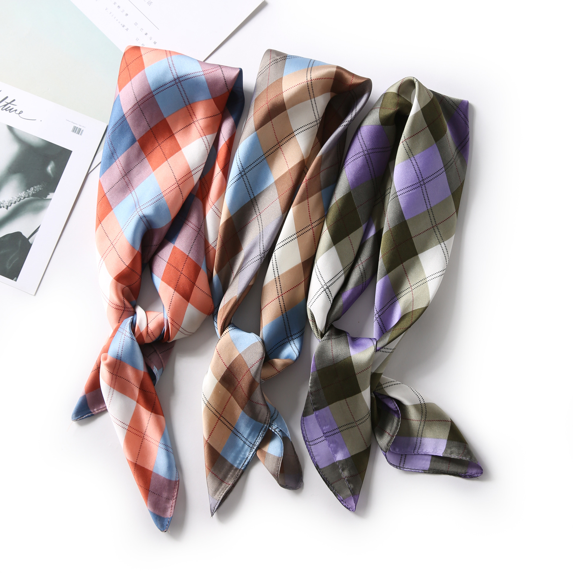 Colorful Grid Scarf Image 2