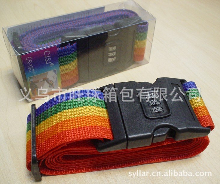 供应五彩提花LOOG行李打包带捆包带行李带密码箱捆绑带密码插扣带
