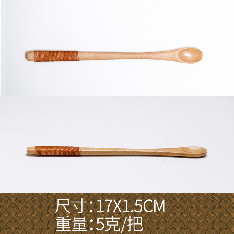 Fábrica al por mayor cuchara de madera maciza cuchara creativa cuchara de café cuchara de mezcla miel cuchara japonesa mango largo bobinado cuchara de madera