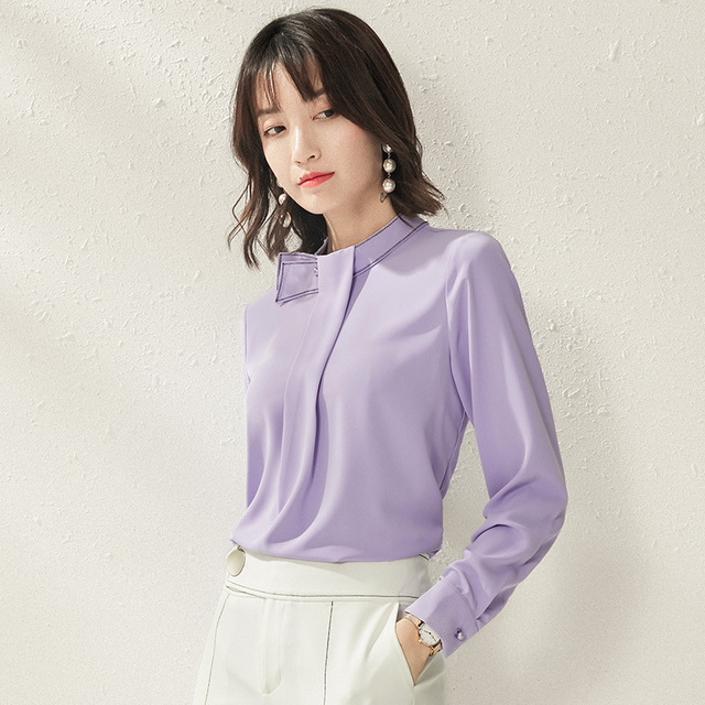 Autumn new chiffon shirt jacket with erect collar temperament