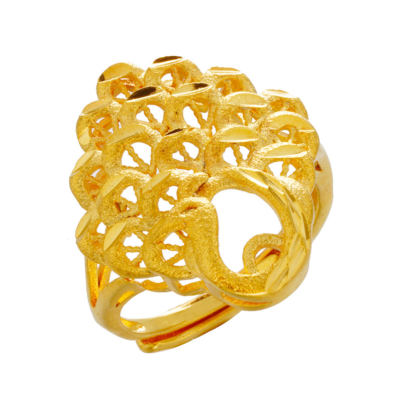 Vietnam de Oro de las mujeres de pavo real abierto-Pantalla de moda abierta anillo grande de Latón chapado 999 oro puro Phoenix anillo de las mujeres al por mayor