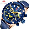 Minifocus Fox MF0288G trendy fashion men's quartz watch needle leather leather leather band men's watch