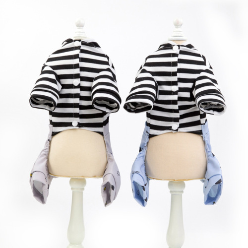 Pet clothing dog clothes four-legged pet outfit pet clothes 2019 spring new striped belted pants wholesale