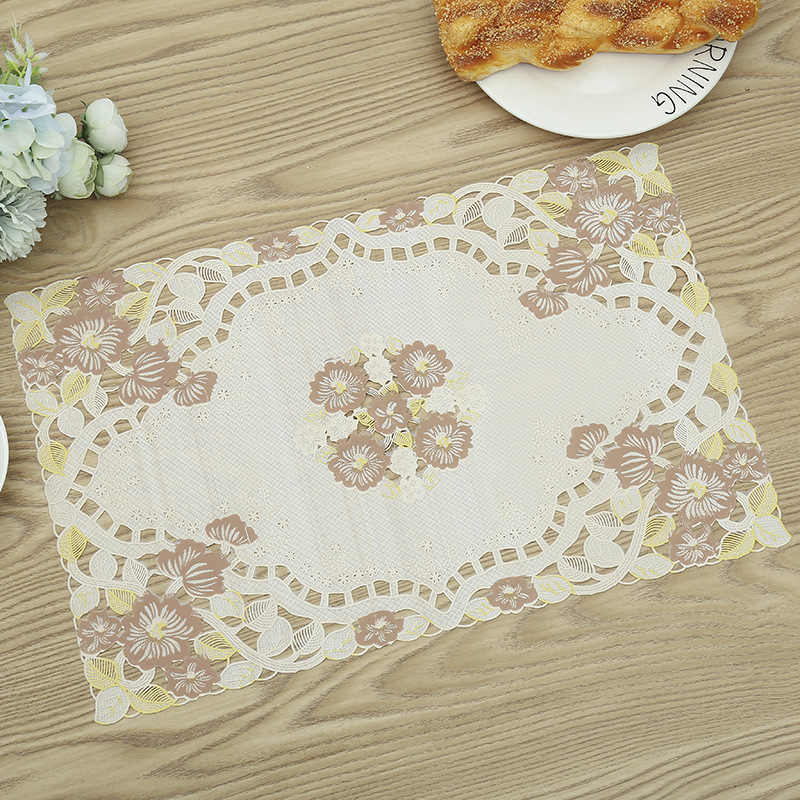 Wholesale of new PVC creative printed placemats, hotel and restaurant anti-slip Western placemats, heat-insulating plate MATS, white base rice base table MATS and bowl MATS detail image 11