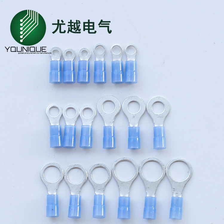 RVN2尼龙绝缘护套冷压端子圆型接线鼻OT圆形尼龙铜线鼻子环形端子
