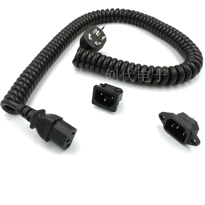 采茶机电动工具螺旋线 带C13品字尾1.5平方 90度品字尾弹簧线2芯