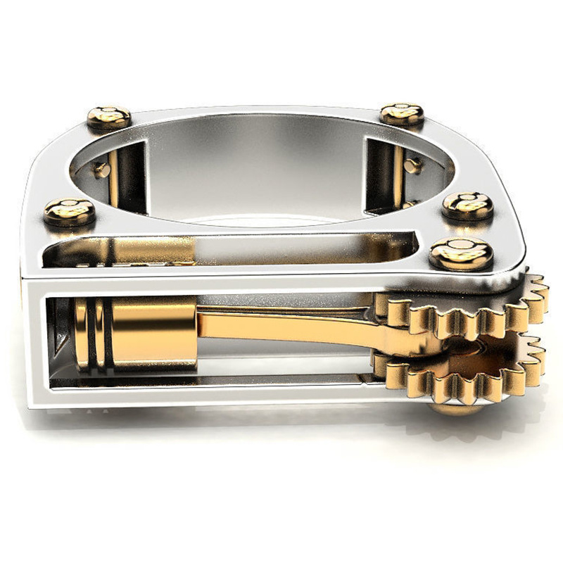 Holiday, Daily Occasion Metal Material Geometric, Gear Pattern Simple Style Geometric Gear Metal Plating Men's Rings