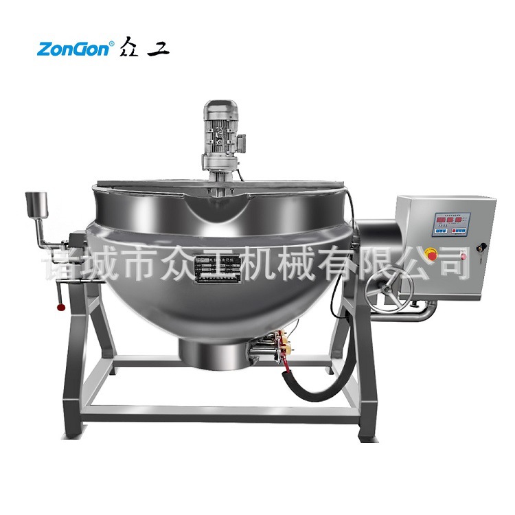 不锈钢304夹层锅 肉类卤汁锅  600L带搅拌立式熬酱蒸煮锅节能商用