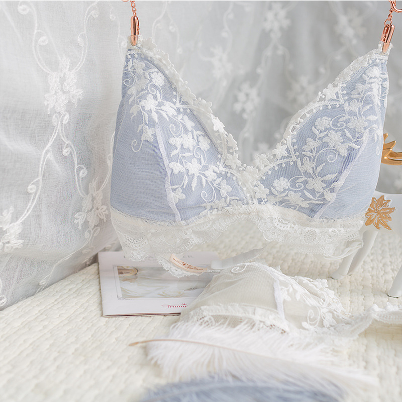 2019新款法式性感薄款文胸 蕾絲無鋼圈文胸蕾絲邊內衣 廠家批發