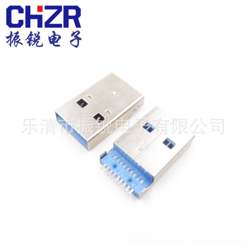 振锐直销USB3.0公头插座 USB3.0沉板插座9脚贴片SMD USB SERies
