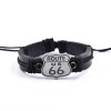 American Highway 66 zinc alloy combination leather bracelet Route66 Mother's road handmade bracelet