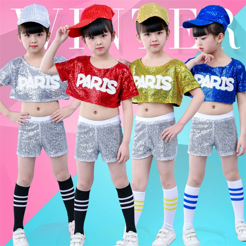 Детский джазовый танцевальный костюм с блестками