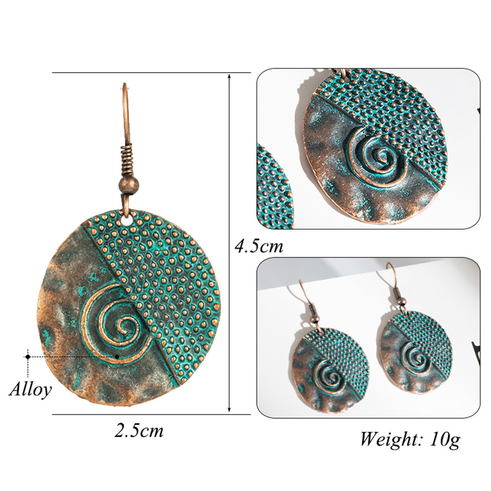 Retro Circle Concave Irregular Alloy Earrings Wholesale display picture 1