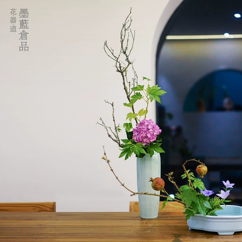 Селадон мульти-лепестковая бутылка в японском стиле маленькая оригинальная дзен-китайская Цветочная композиция сосуд в японском стиле цветочное устройство чернила синий дизайн цветочного устройства