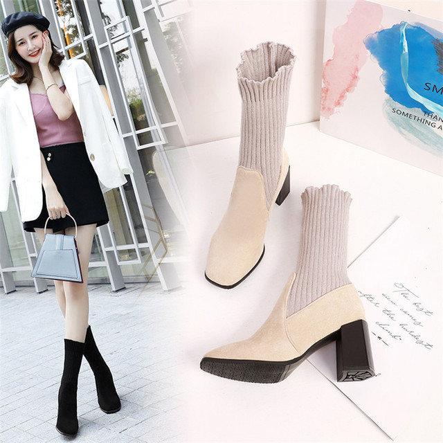 autumn and winter,thick heels,Martin boots,handsome,Korean version， plush middle