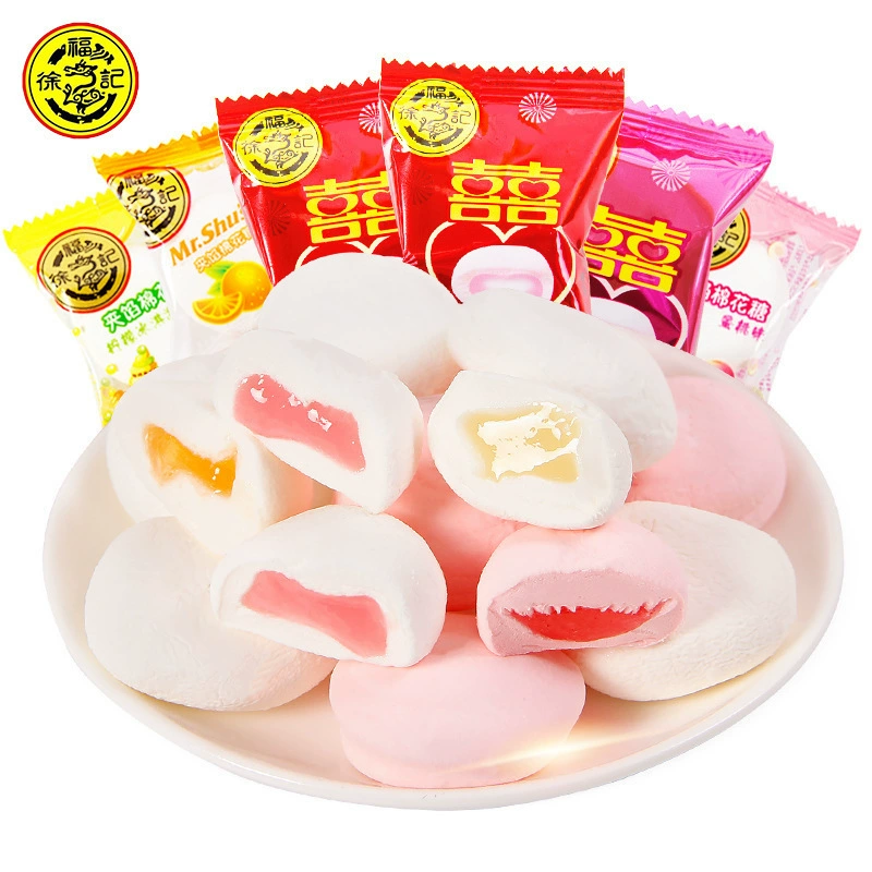 Xu Fu Ji Циклогический зефир приятный сахар bulk 500g маленькие закуски красная гидра конфета bulk гибрид и оптовая торговля