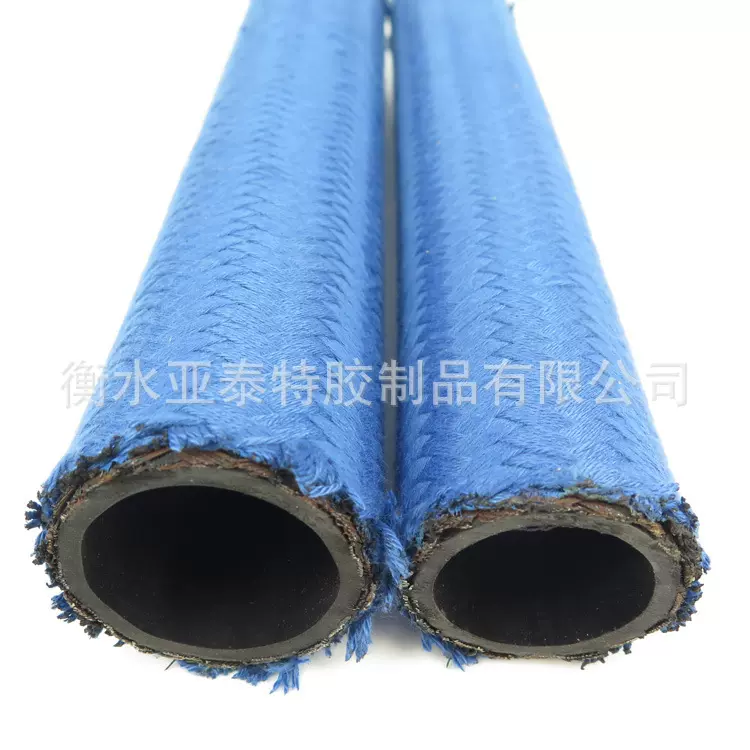 蓝色黑色外编棉线 热油管 钢丝编织橡胶管压缩机油管空压机软管