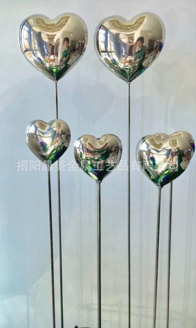 厂家供应金属异形球 公园广场公司不锈钢桃心形球艺术摆件