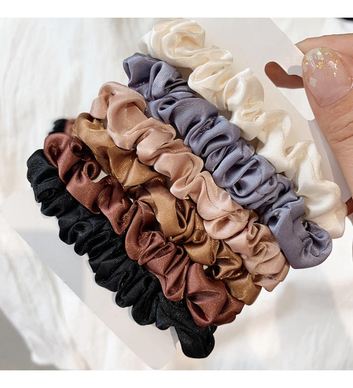 Simulated Silk Satin Retro Hair Scrunchies 6-piece Set display picture 2