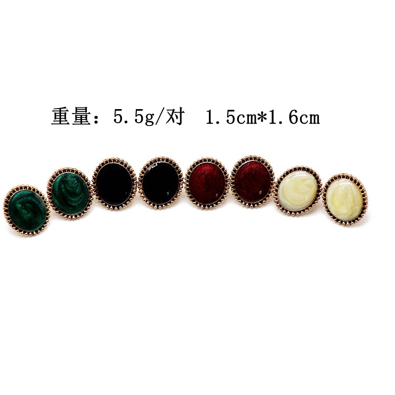 Colored Drop Glaze Oval Earrings Wine Red Green Simple Earrings Wholesales Fashion display picture 13