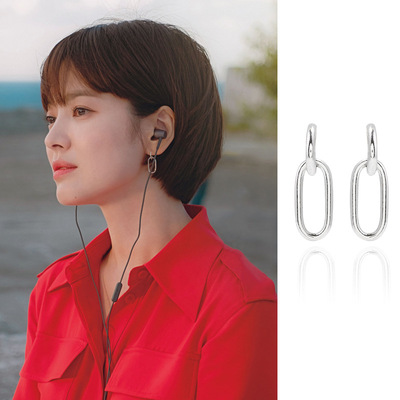 Korean Boyfriend Song Hye Kyo Sword Same item ring Earrings Simplicity temperament Versatile Geometry Ear Studs Ear jewelry