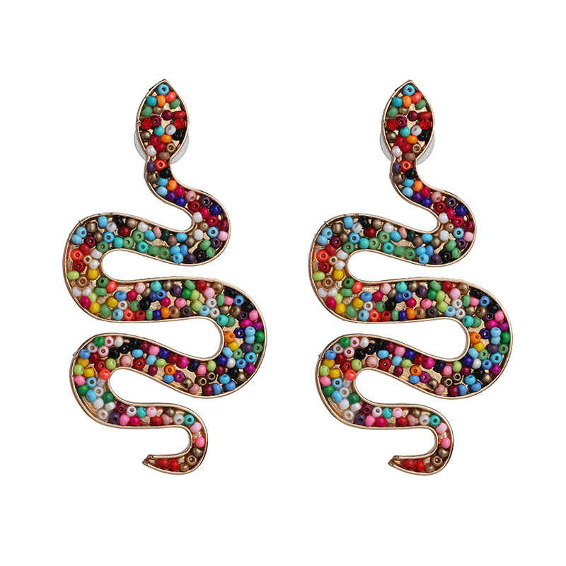 53056 Europäische Und Amerikanische Stil Neue Persönlichkeit Internet-promi-spaß Schlangen Förmige Ohrringe Mode All-match Hipster Übertrieben Reis Perlen Ohrringe display picture 9