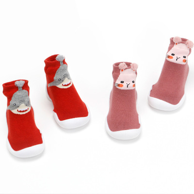 Factory goods spring and autumn non-slip Soled prewalker  children shoes Anti collision Rubber shoes Infants baby Shoes and socks