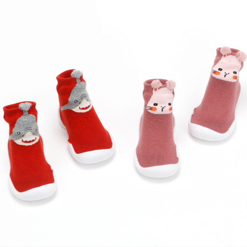 Factory goods spring and autumn non-slip Soled prewalker children shoes Anti collision Rubber shoes Infants baby Shoes and socks