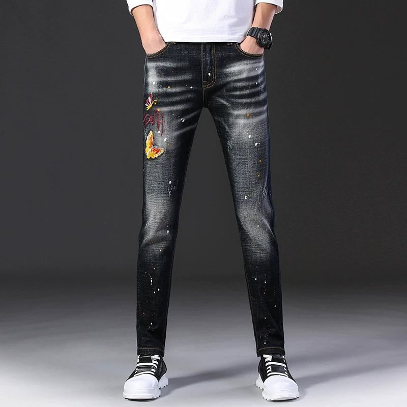 Осенние эластичные черные джинсы в тренде, 2019 год, slim fit, Альiexpress