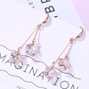 Long earrings, universal crystal with tassels, simple and elegant design, silver 925 sample