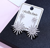 Fashionable universal zirconium, hypoallergenic earrings, with snowflakes, flowered, silver 925 sample