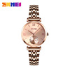 Fashionable sophisticated watch for beloved, golden quartz steel belt, pink gold