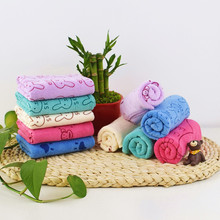 300g 25*50超细纤维毛巾磨绒印花卡通童巾超柔吸水厂家毛巾批发